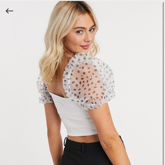 NWT - ASOS scuba bandeau top with organza sleeves - Picture 2 of 3